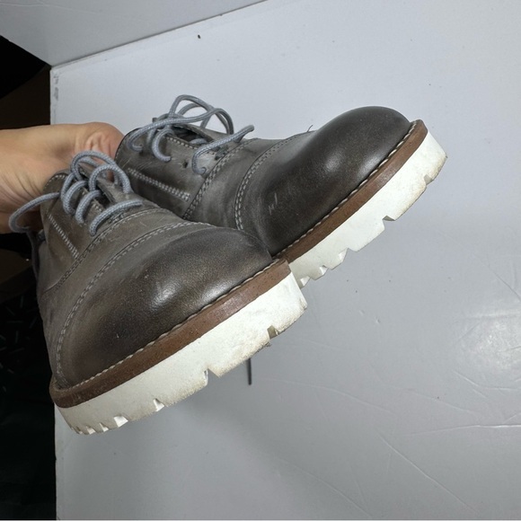 Romano Sicari Gray Leather Oxford Shoes Sz 38 7.5 Women Made in Italy Academia - Picture 8 of 13